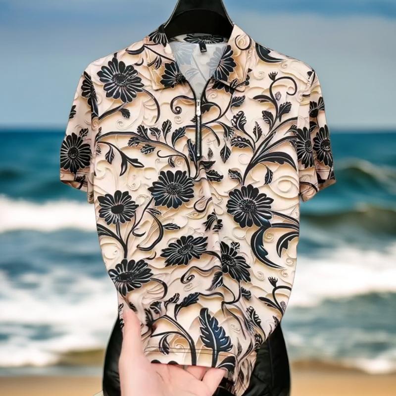 

Летний Новый Стиль Индивидуальность Легкая Роскошь Тренд Воротник Поло Молния Повседневный Красивый Мужской Модная Футболка с Коротким Рукавом 4XL