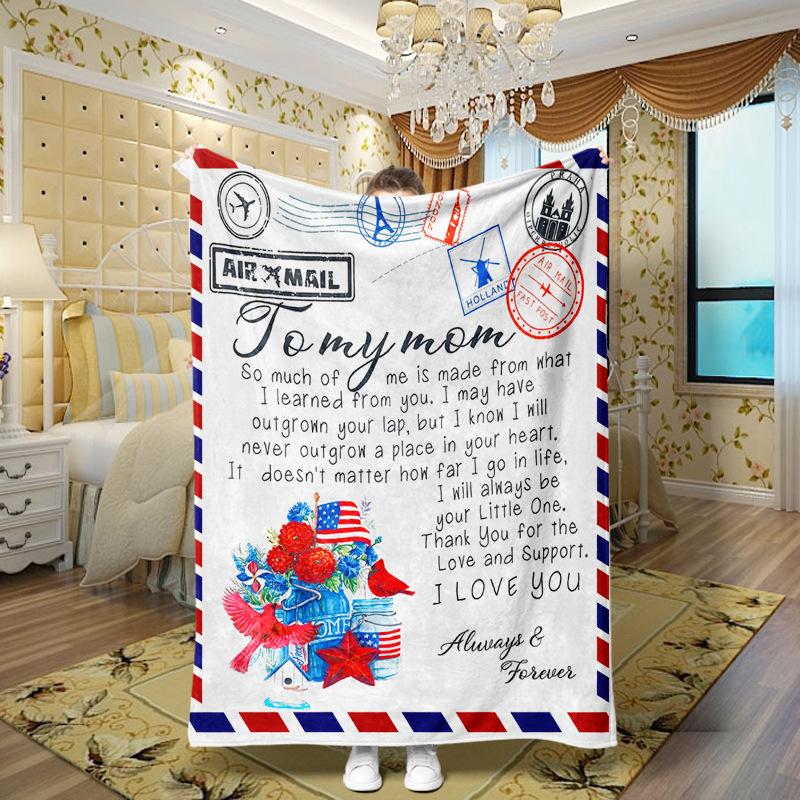 Love and Family Wishes digital-printed polyester Bedroom velvet flannel soft sofa cover blanket Fleece soft sofa cover blankets