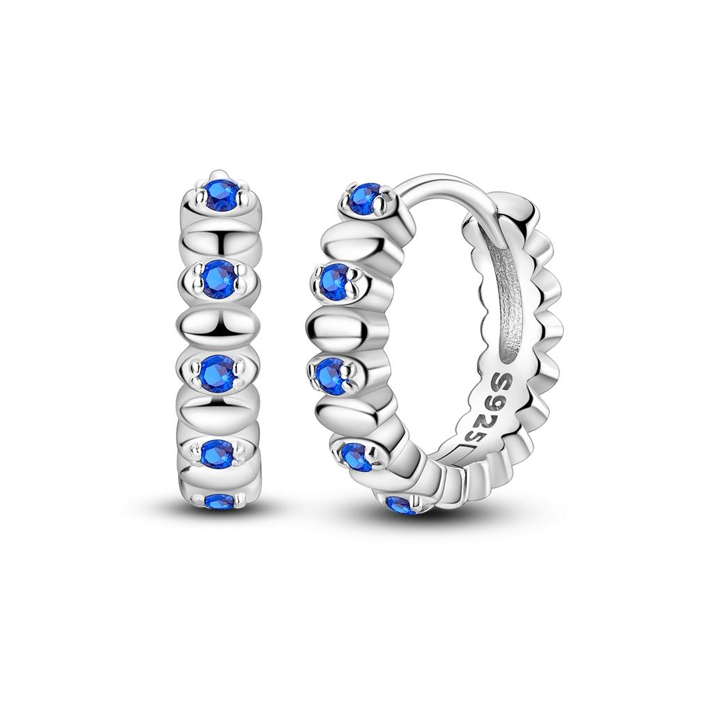 925 Silver Blue Zirconium Butterfly Hoop Earrings Women Party Fine Jewelry Gift