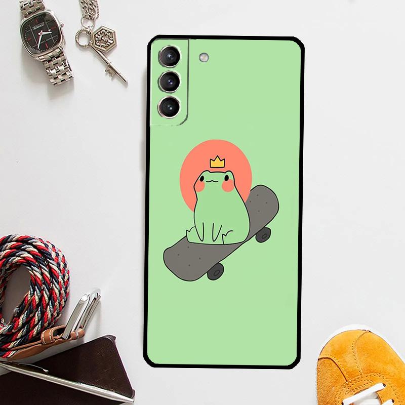 Mint Green The Frog Mushroom Case For Samsung Galaxy S25 Ultra S20 S21 S22 S23 Plus S24 Ultra S9 S10 S25 FE Cover Coque