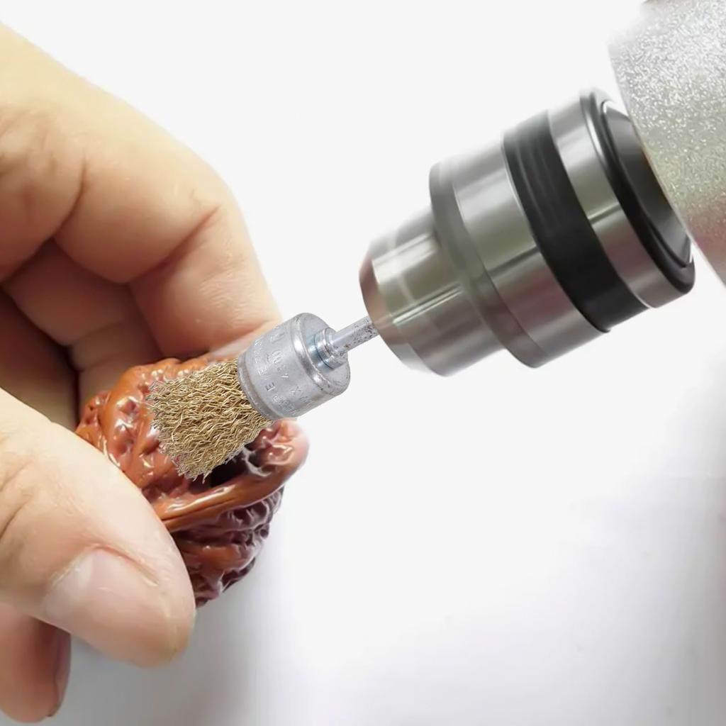 25mm Messingdrahtbürste Enddrahtbürsten 3 Stück 6mm Schaft