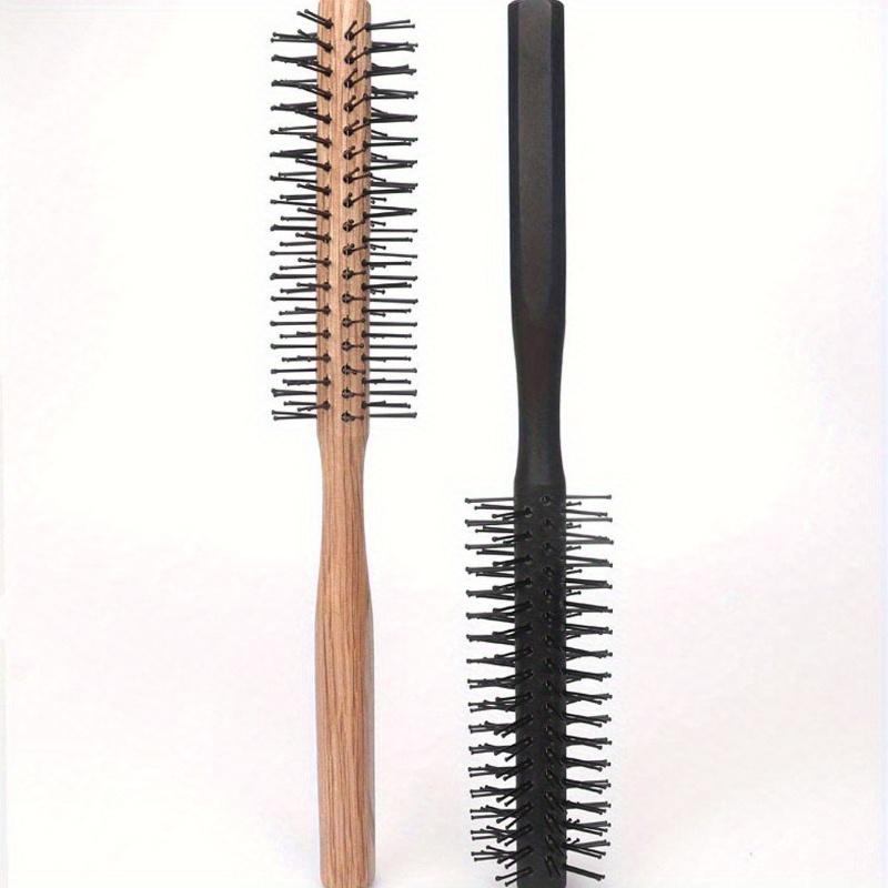Wooden Handle Curling Brush Nylon Circular Hair Comb Curling Brush Professional Salon Styling Tool Special for Real Hair Wigs