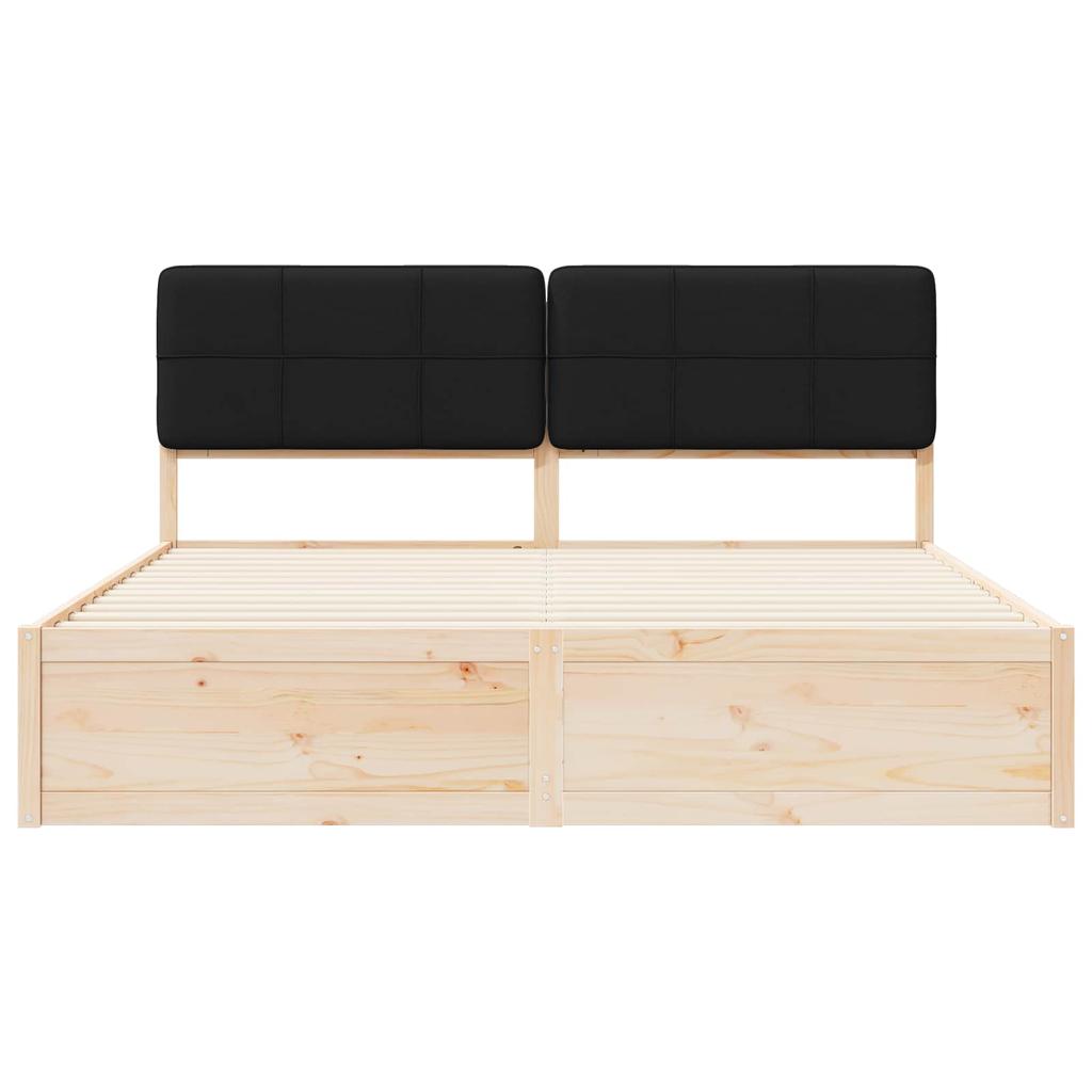 Bed Frame with Upholstered Headboard Black 200 x 200 cm