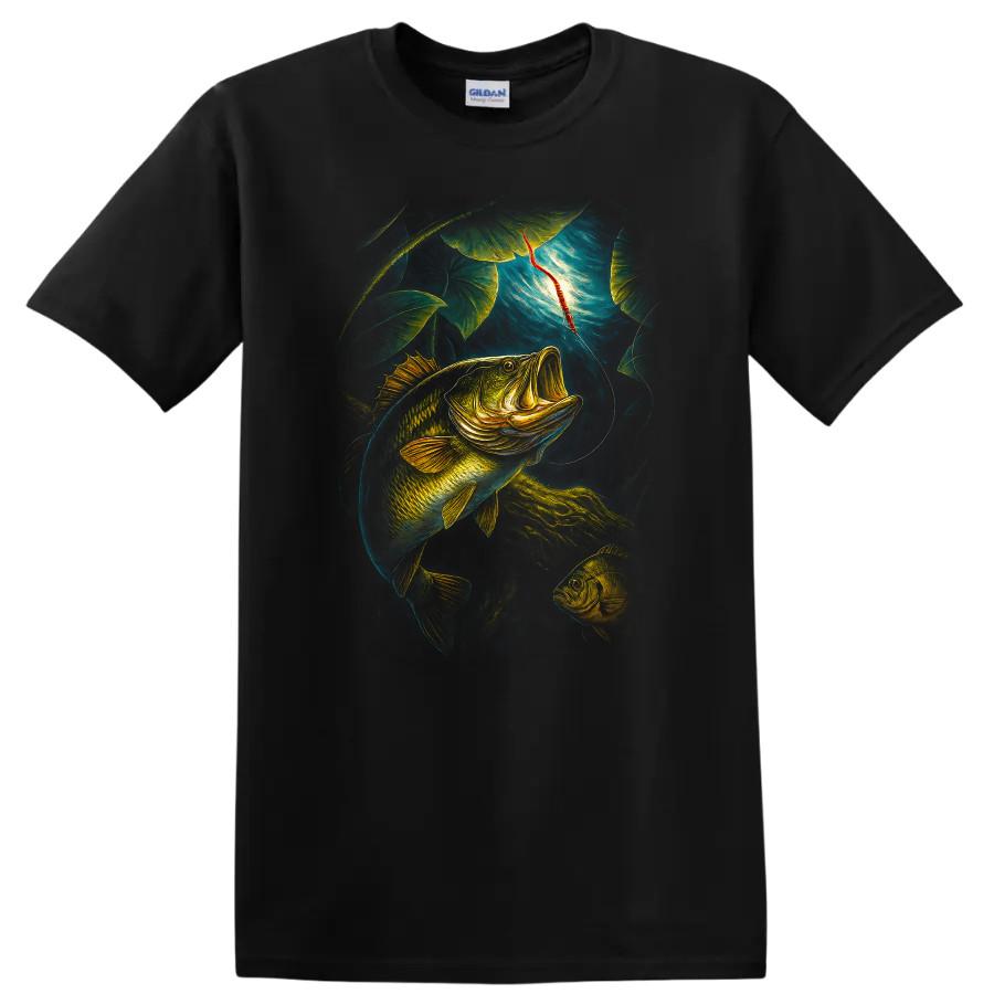 Fish T Shirt Bass Fishing Underwater Scene Angler Design Men Women Tee