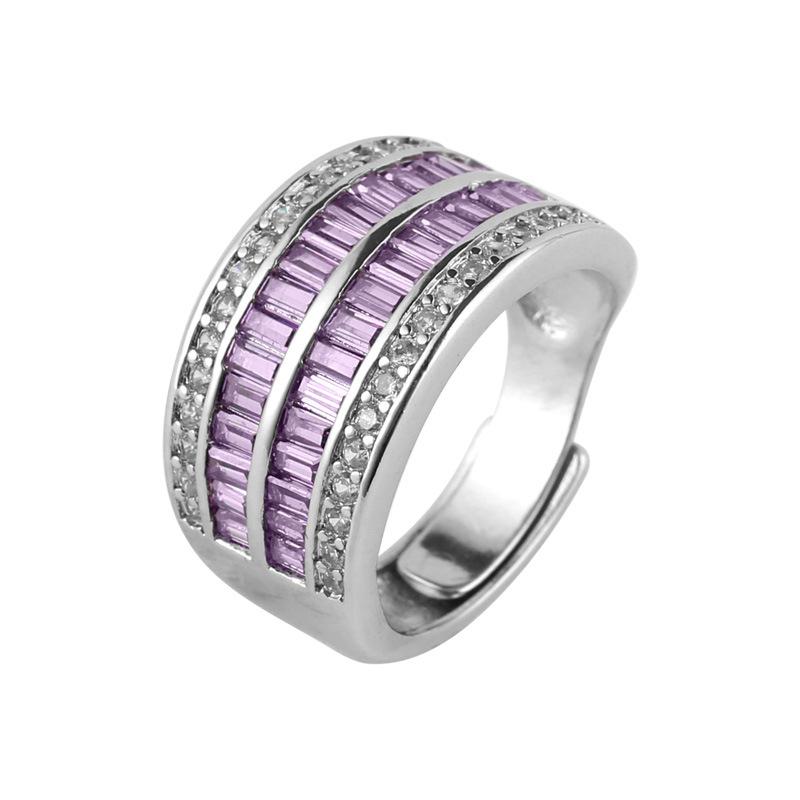 

Модные простые цветные циркониевые геометрические круглые открытые кольца для женщин фиолетовый