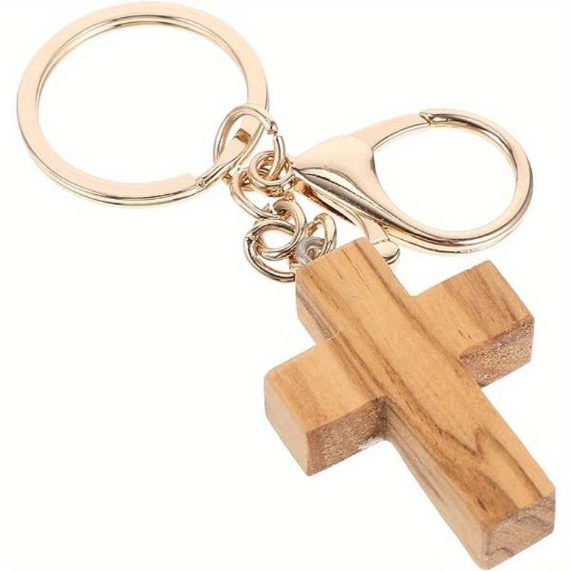 

Брелок-крест из оливкового дерева, креативный, ручной работы, деревянный крест, подвеска, украшение своими руками, праздничный подарок золотистый