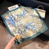New blue silk scarf, high-end simulation silk square scarf, fashionable and versatile decorative bag binding, headband, professional scarf.