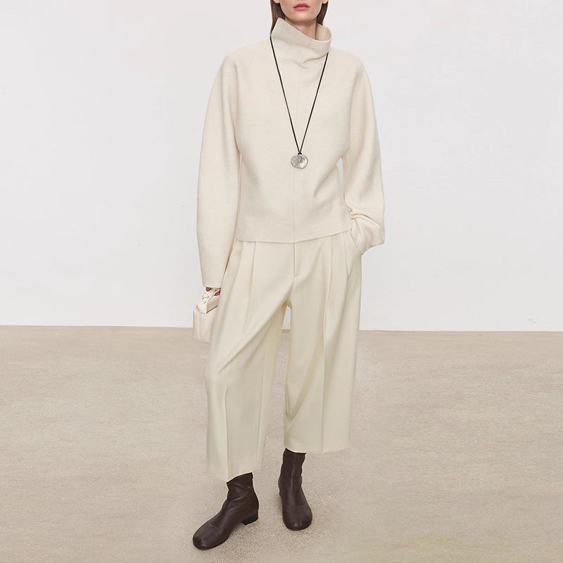 

2026 Early Spring Wool Carrot Pants - Fashionable Three-Quarter Length, Hip-Covering, Flaw-Hiding with Double Pleat Design. Medium кремовый/белый