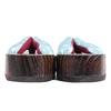 Geta wooden in burnt paulownia wood for girls light [KYOETSU] (Japanese clogs) dull, (6 blue, measurement_19_point_5_centimeters)