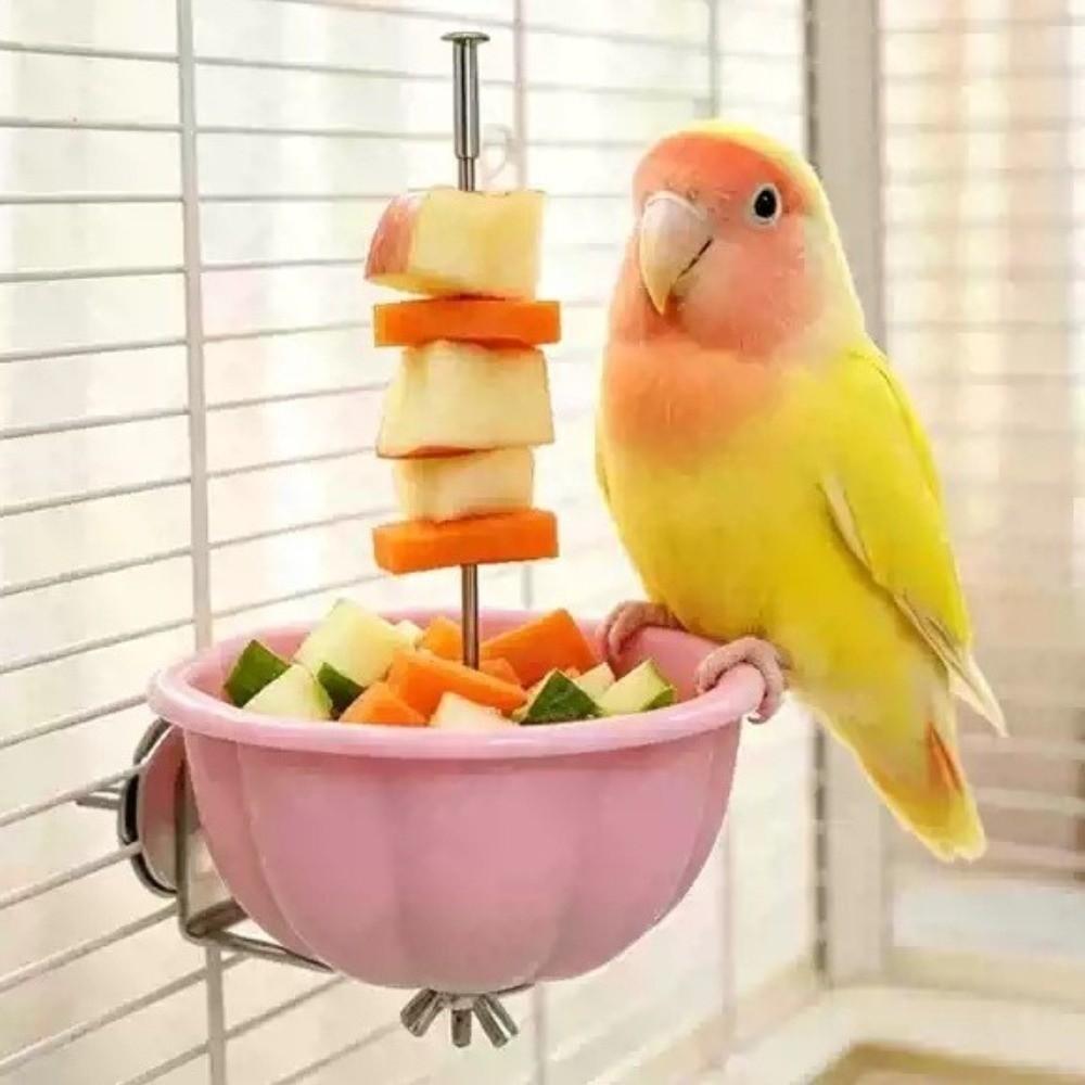Anti-Splash Parrot Fruit and Vegetable Rack Removable Bird Fruit Holder Bird Cage