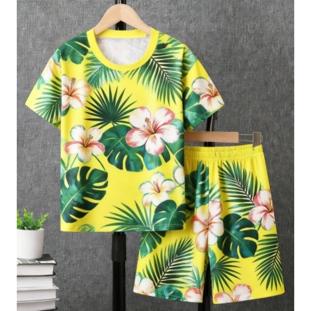 Letter Graffiti Printed Kids T-shirt and Shorts 2 Piece Set Summer Casual Outfit for Boys and Girls Kids Clothing