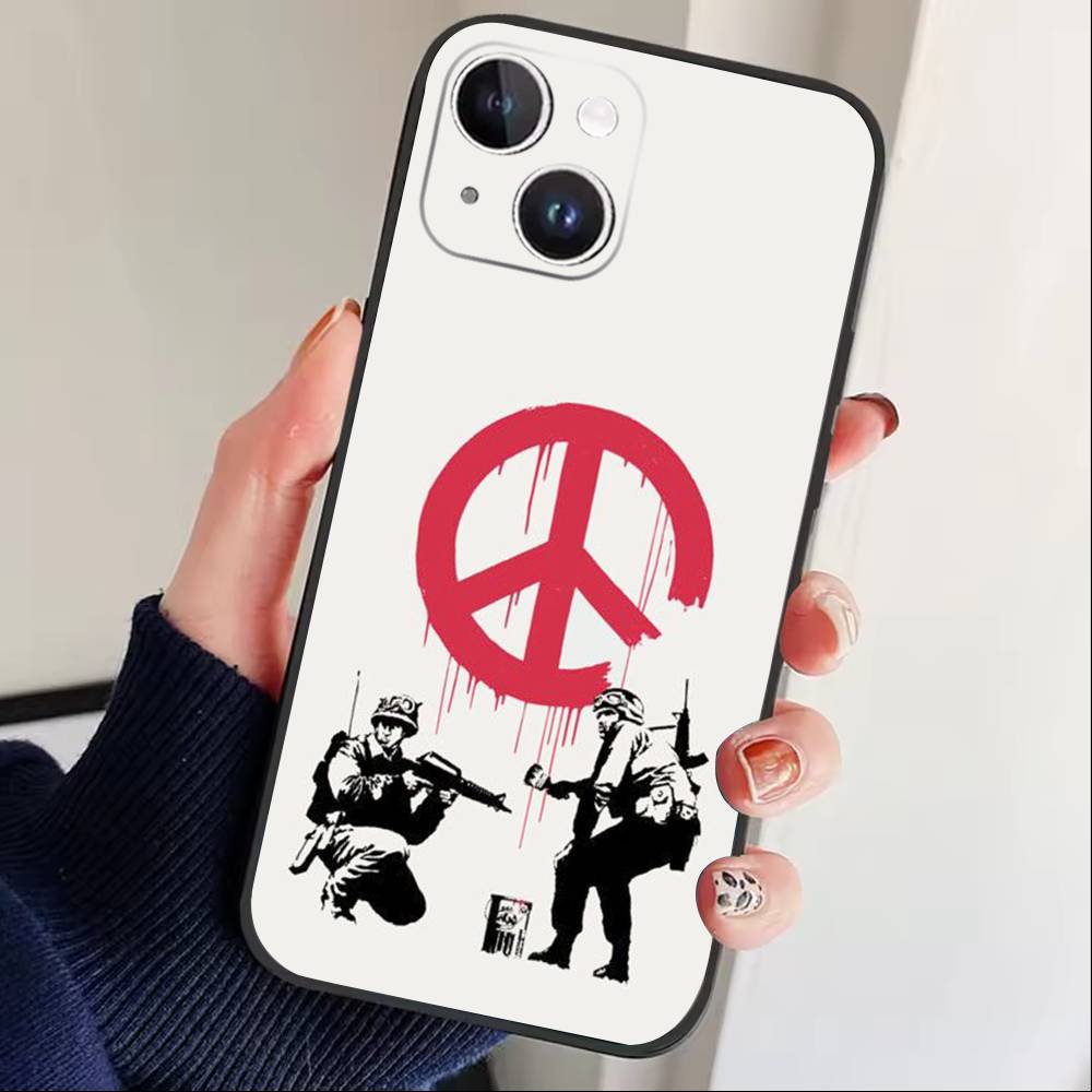 

Graffiti Artist J-Banksy Phone Case For iPhone17,16,15,14,13,12 Plus,Max Soft Silicone Black Cover iPhone14Plus