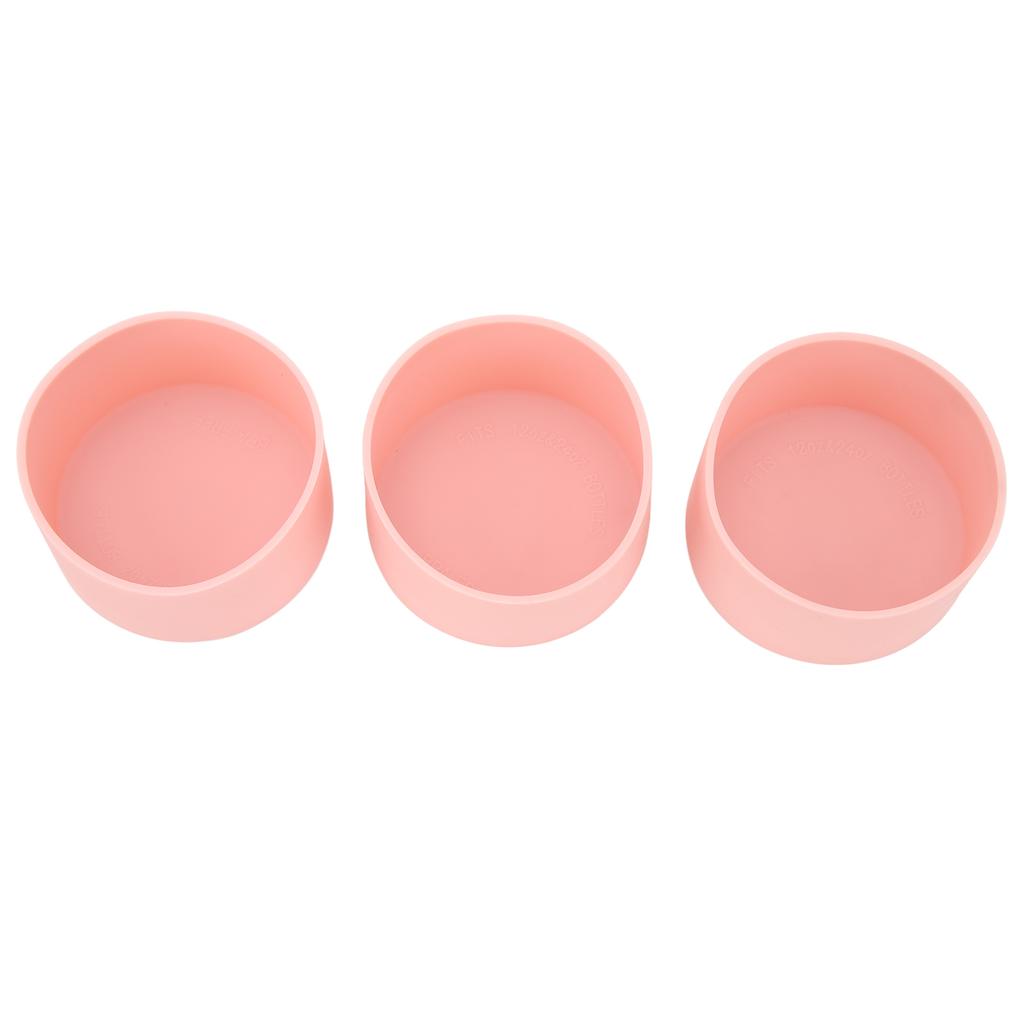 3pcs Protective Silicone Boot Slip Proof High Temperature Resistant Water Bottle Bottom Sleeve Pink