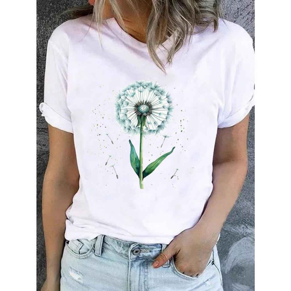 Liebliches Trend-Style-Tee für Damen Mode-Top Basic Kurzarm Print T-Shirt Kleidung Kleidung O-Ausschnitt Grafik-T-Shirts