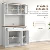 Credenza da cucina alta, mobile da cucina, 6 ante, 2 cassetti, piano di lavoro, ripiani regolabili, 100x40x180cm, bianco