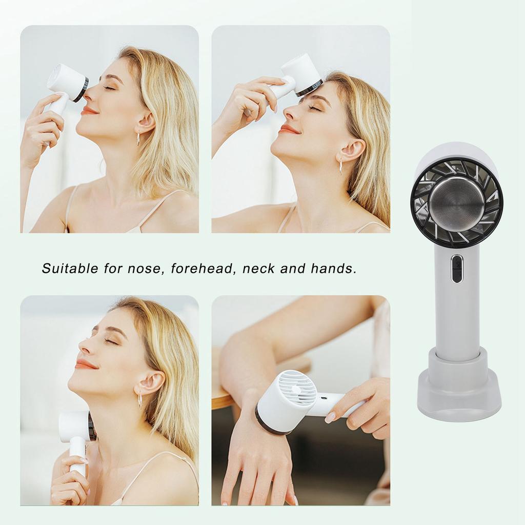 Handheld Fan 3 Speed Gears Cold Compress Quiet Phone Holder Cooling Fan with Base