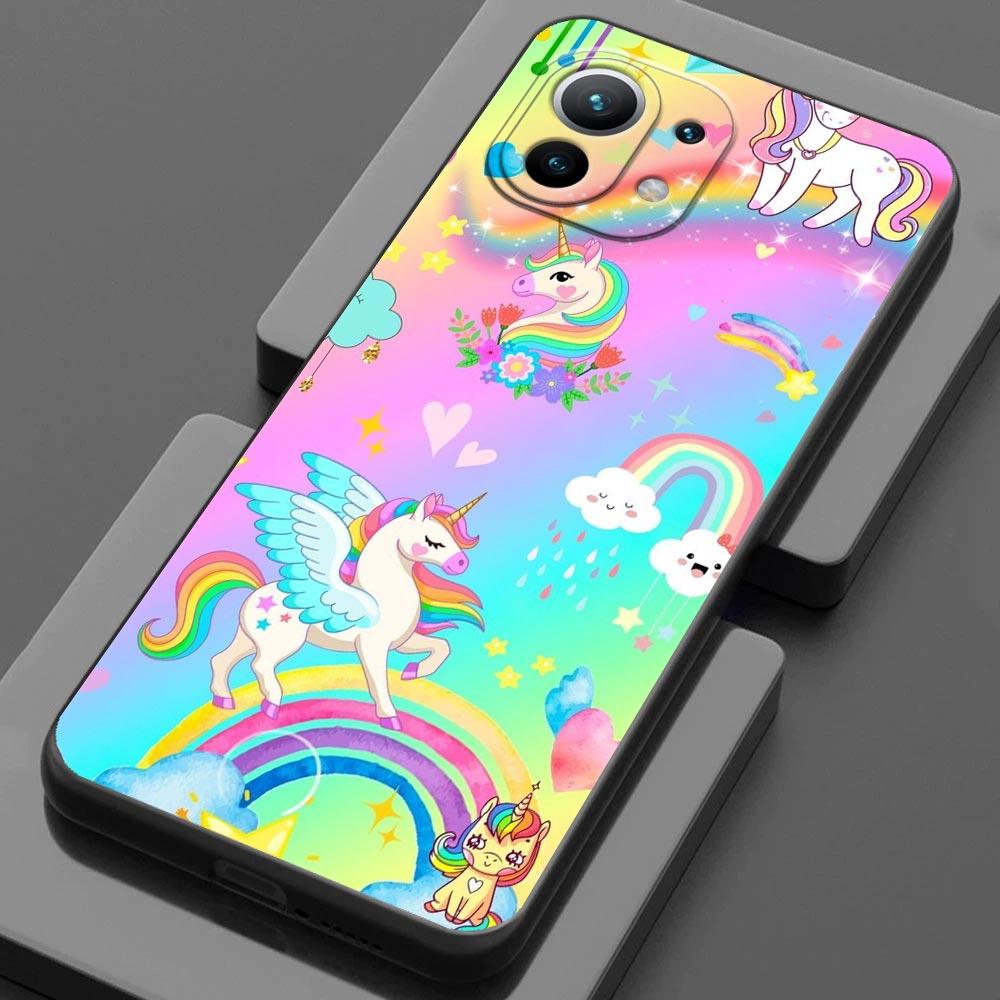 Handyhülle für Xiaomi Mi 11 Lite 5G NE 11i 11X 11T 12 Pro Poco F1 F3 X3 GT X4 NFC Pro Hüllen Cover Cartoon Regenbogen Einhorn Tier