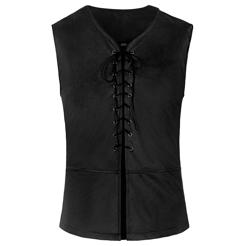 European & American Retro Medieval Costume Lace-up Shirt Cosplay Top