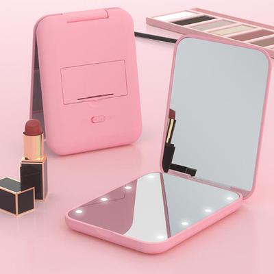 Mini Compact Led Makeup Mirror With Light 2X Magnifying Small Pocket Portable Travel Pink Black Foldable Cosmetic Vanity Mirrors