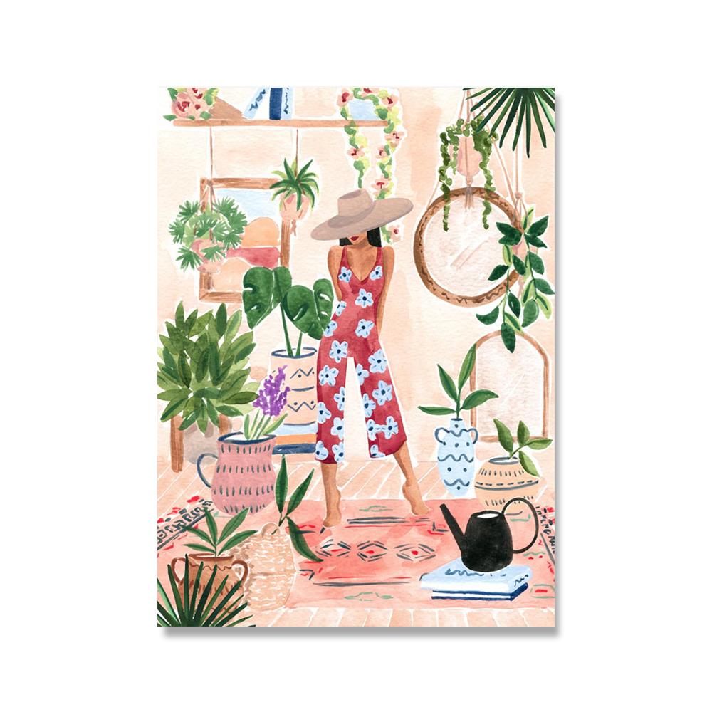 Morocco Art Print Fashion Boho Chic Illustration Posters Summer Tropical Wall Pictures Nude Feminine Canvas Painting Home Decor