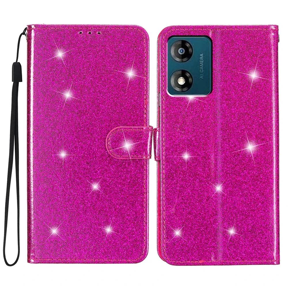 Bling Flash Leather Protect Case For Moto G04 G05 G13 G14 G15 G22 G23 G24 G31 G35 G41 G52 G53 G62 G73 G75 G84 G85 Wallet Cover