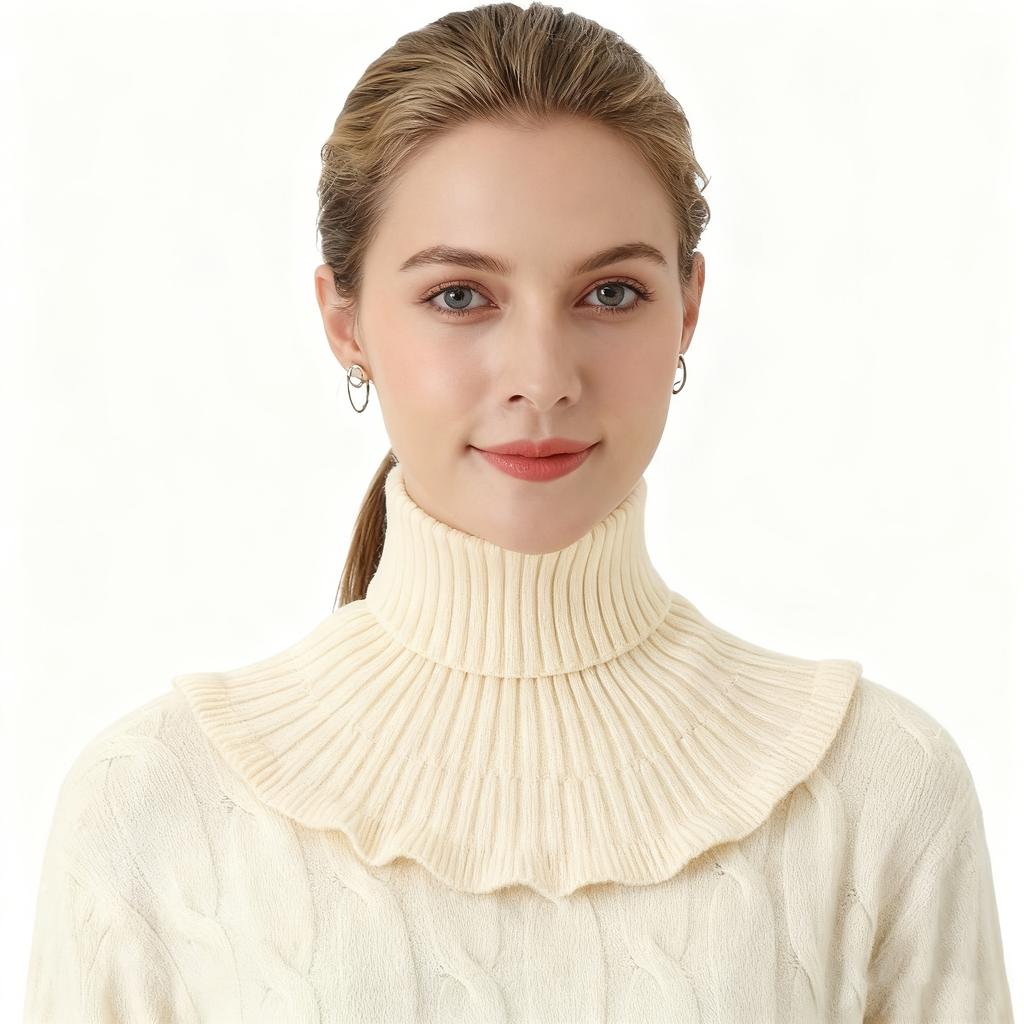 2Pcs Warm Knitted Fake Collar Woolen Women Turtleneck Knitted False Fake Collar Detachable Neck Scarf Thicken Windproof Fake Col
