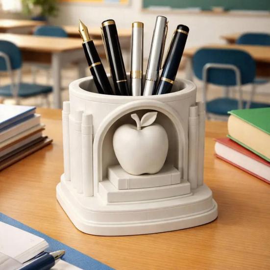 3D Printed Apples Pen Holder Roman Arch Design PLA Desk Organizer for Pencils Markers Creative Gift for Teachers Students Cute Home Office