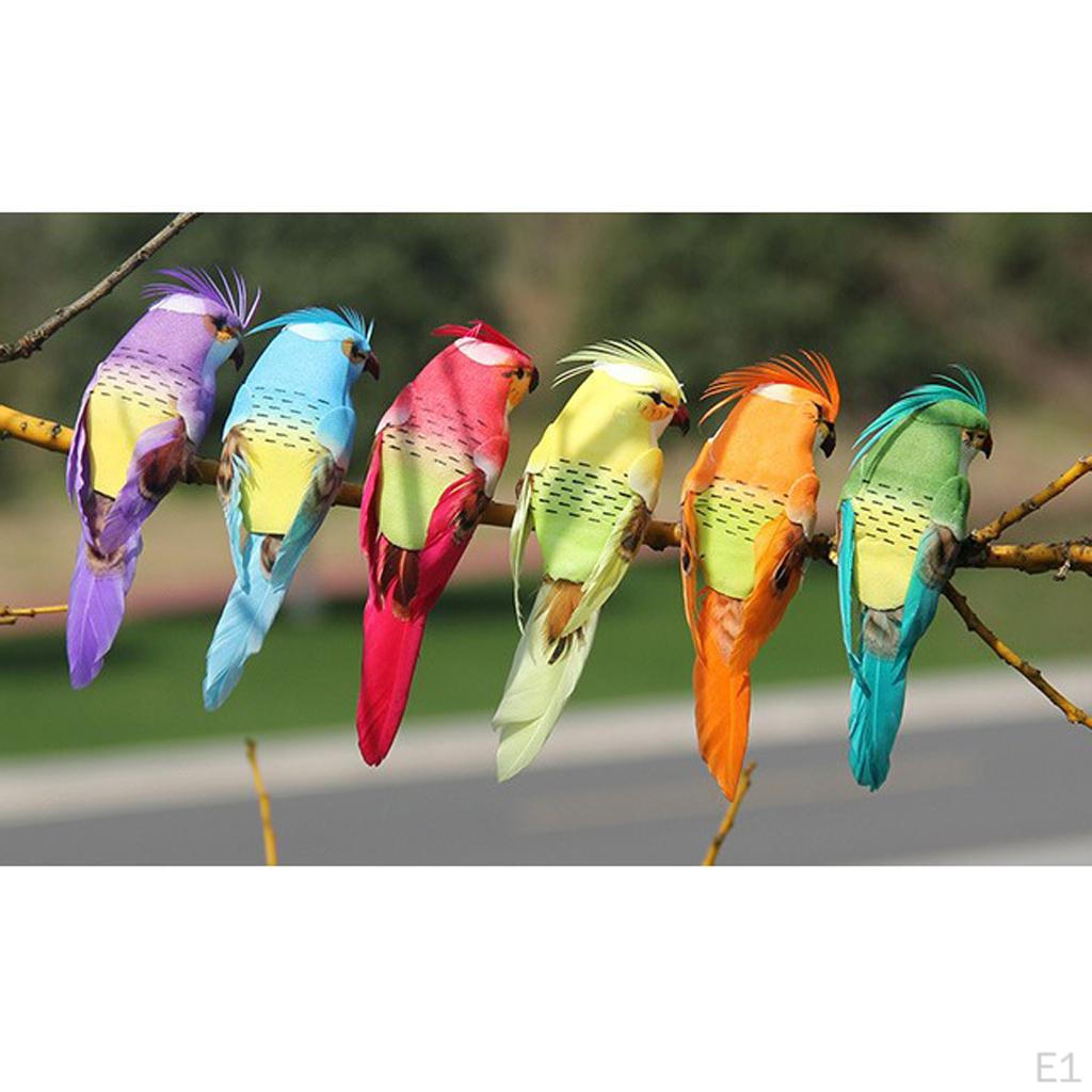 12 Pack Artificial Simulation Foam Feather Type Bird, Mini Parrot Ornaments DIY Craft for Wedding