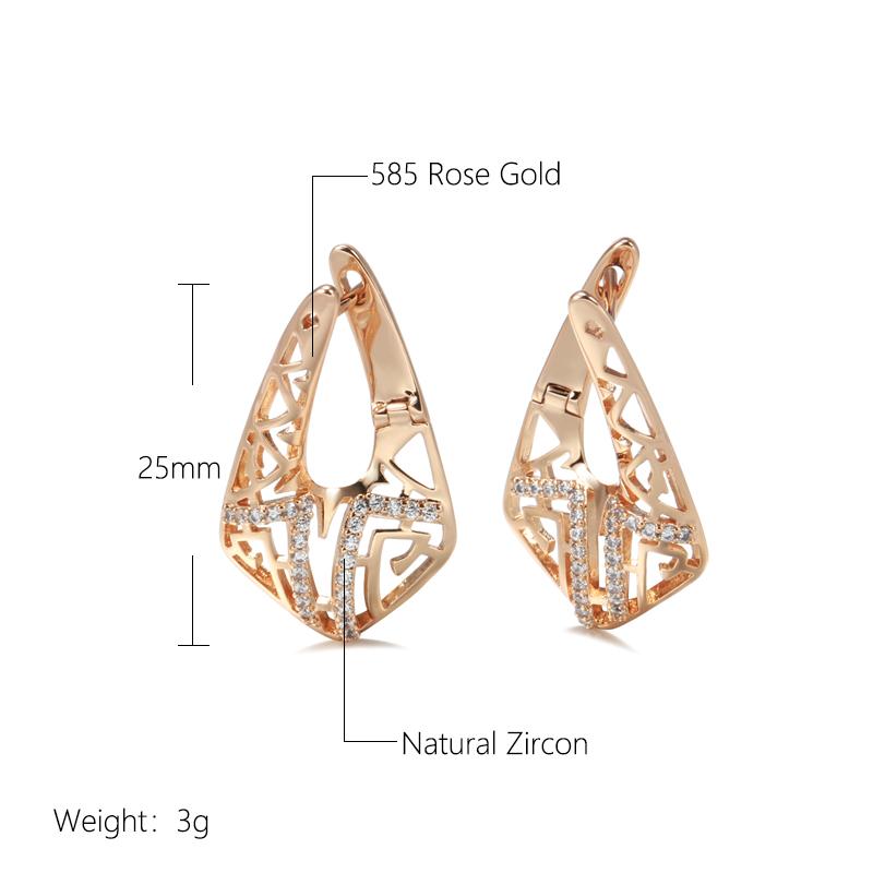 Trend  Rose Gold Earring For Women Micro Wax Inlay Natural Zircon Hollow Flower Unusual Vintage Fashion Daily Jewelry