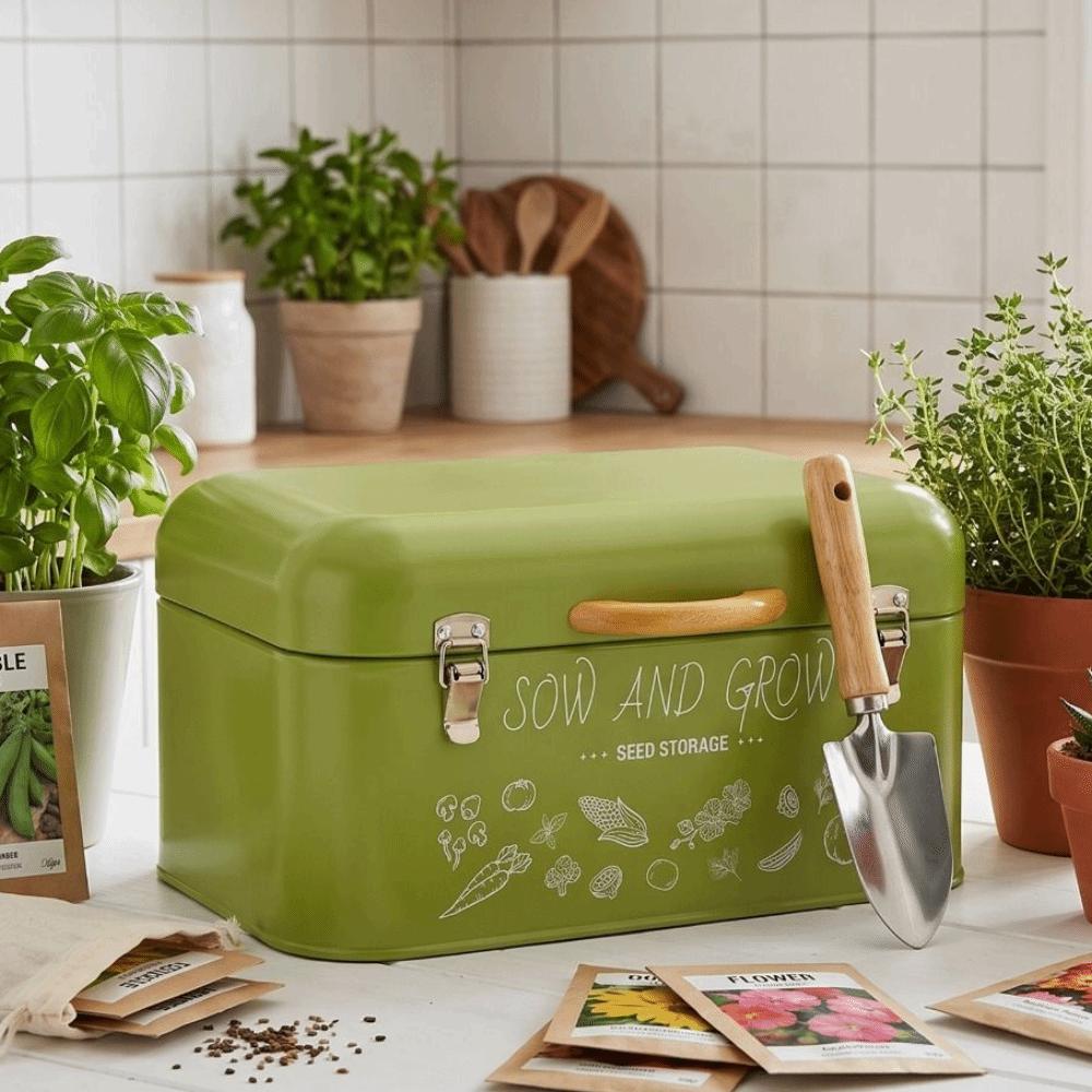 Metal Seed Storage Box Waterproof Storage Container Nordic Style Sorting Box Outdoor Gardening