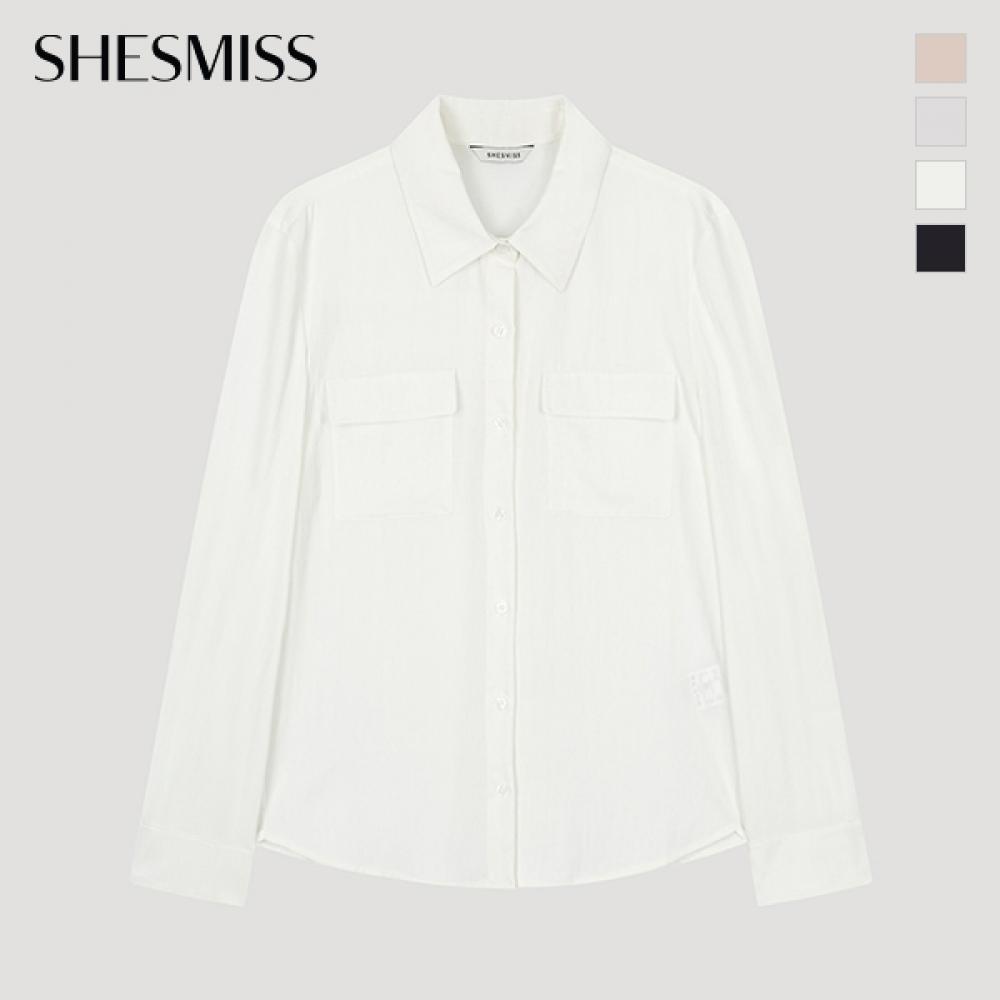 [shs Miss] Cămașă de bază cu buzunar cu clapetă Swwsto11060
