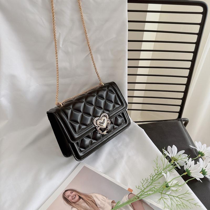 

Chic Quilted Chain Small Square Bag For Women Stylish Pu Shoulder Crossbody In Black Blue Brown Green White Pink чёрный