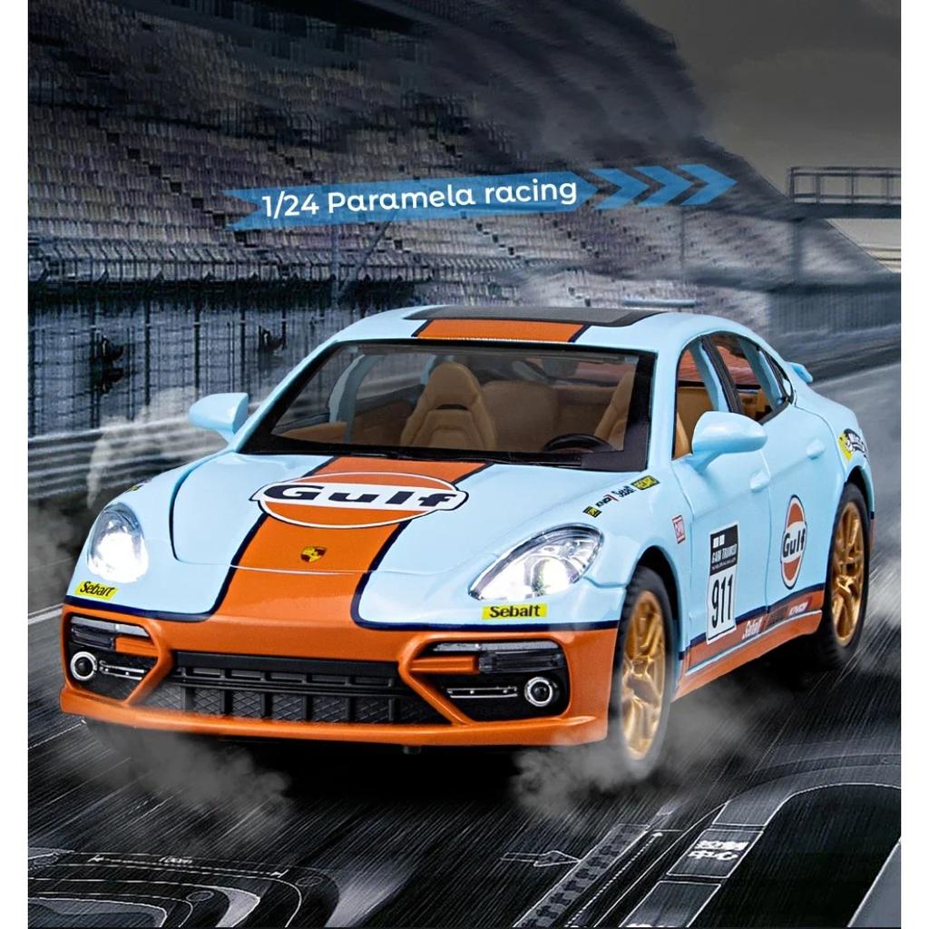 1/24 Porsche Panamera GULF Supercar Alloy Diecasts & Toy Vehicles Metal Toy Car Model Sound and Light Collection Toy