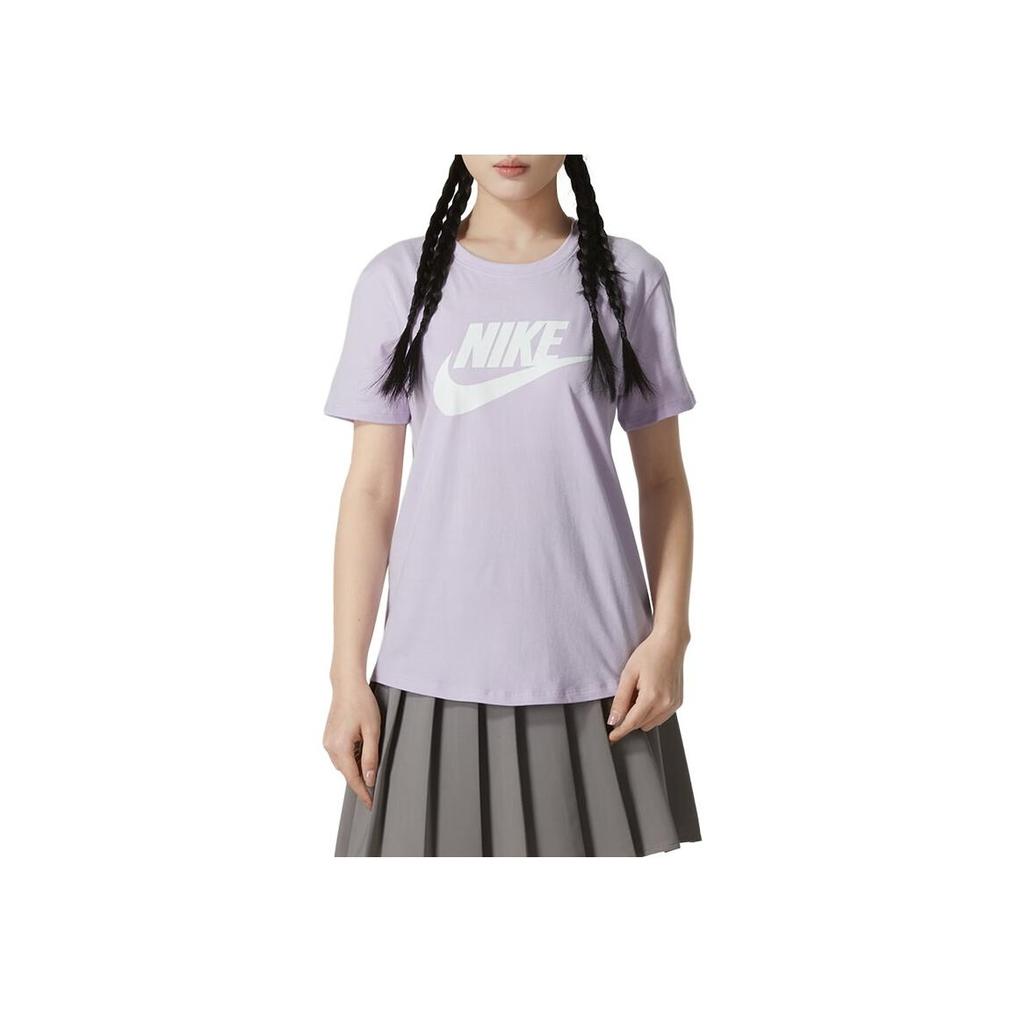 Nike Sport Casual Training Fitness Running Comfortable Breathable Logo Letter Round Neck Short Sleeve T-Shirt SS24 Women Tops Light-Purple DX7907-545