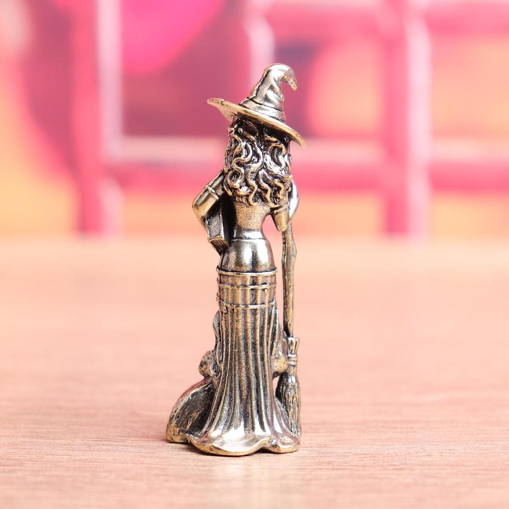 Retro European Wizard Witch Brass Tea Pet Desktop Ornament