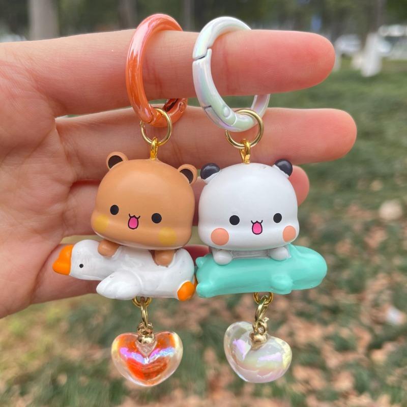Bubu Dudu Panda Anime Keychain Cartoon Figurine for Couple Gift and Backpack Decoration