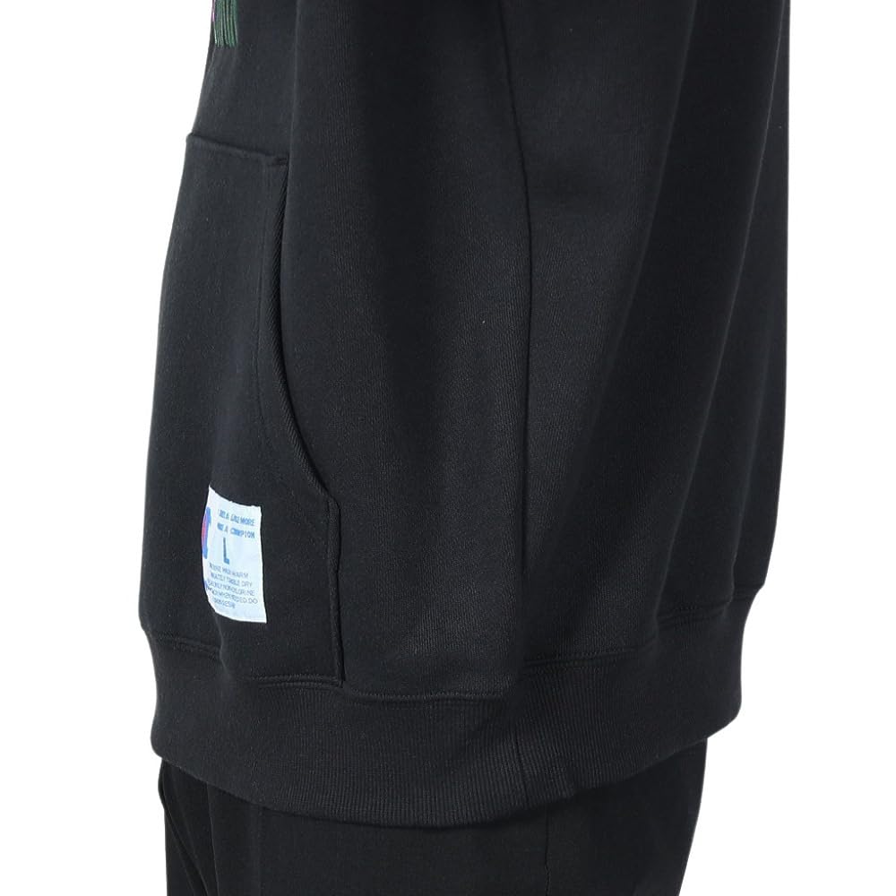 Long Graphic Half Zip Action Black [Champion] Sweatshirt, Sleeve, Fleece, Print, Sweatshirt, Style, C3-Z003, Men's,