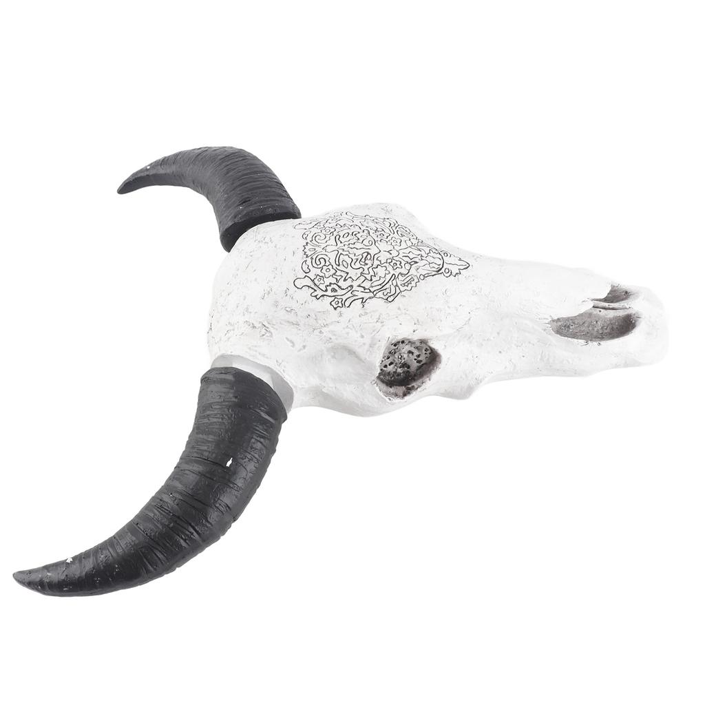 Resin Bull Head Wall Hanging Decoration Long Horn Animal Sculpture Background Wall Home Ornament