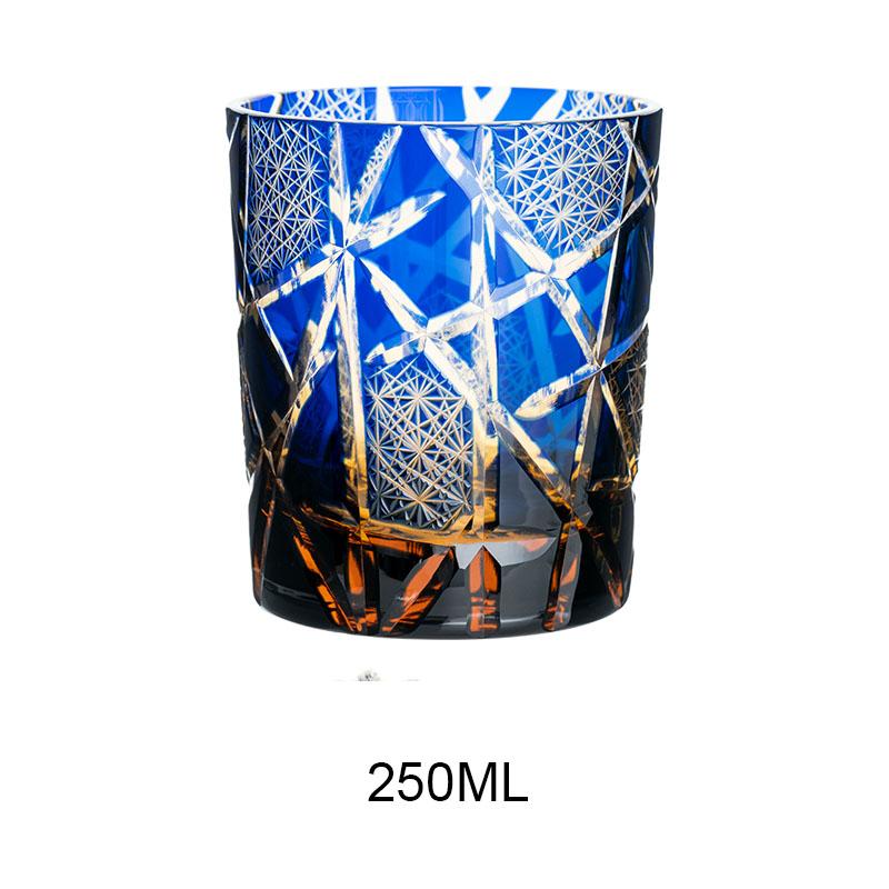 Chamvin Japanese Royal Special Retro Edo Kiriko Wine Tumbler Hand Cut Flashing Lightning