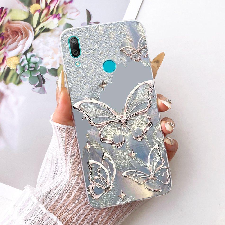 For Huawei Y7 2019 Cute Flower Butterfly Cat Painted Case For Huawei Y7 Y 7 Prime Pro 2019 Soft Silicone TPU Phone Cases
