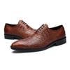 Fashion Men's Luxury Crocodile Pattern Genuine Leather Shoes Handmade Vintage Casual Custom Pointed Toe Oxford Dress Shoes
