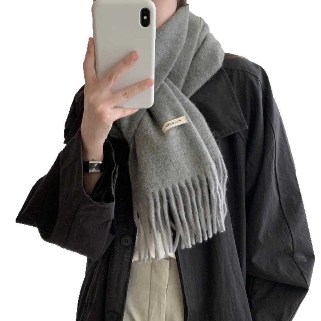 Women's Wool Blend Tassel Scarf - Versatile Korean Style Fashion for Autumn/Winter
