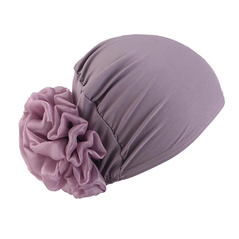 Women Elastic Turban Cap Flower Headscarf Muslim Hijab Undercap Bonnet Hair Loss Cover Chemo Cap Islamic Head Wrap Beanie