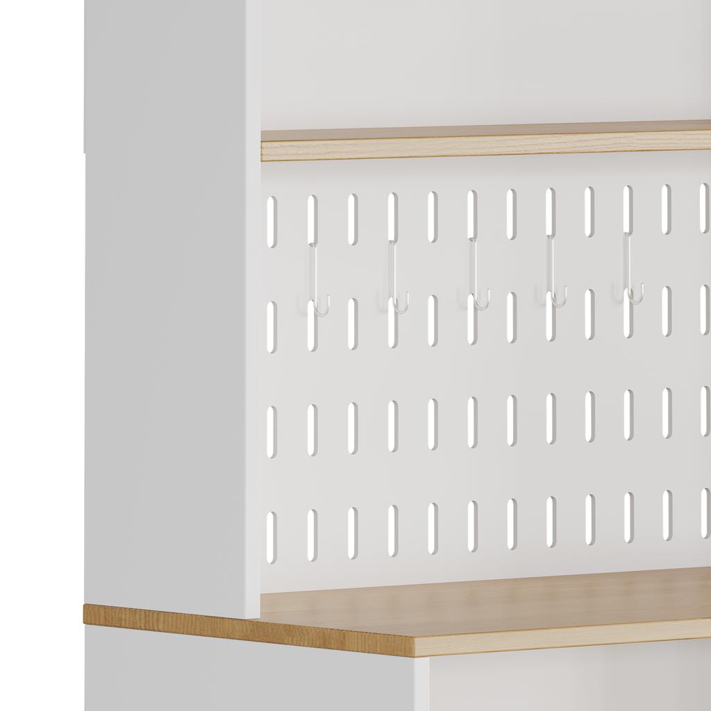 Stilvolles weißes Esszimmer-Sideboard mit 2 Schubladen und 4 Türen – Elegantes Buffet für Küche, Wohnzimmer mit silbernen Griffen und Stauraum
