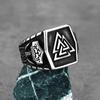 Stainless Steel Valknut Ring Thor Hammer Mjolnir Amulet Charm Biker Jewelry for Men Hip Hop Viking Style