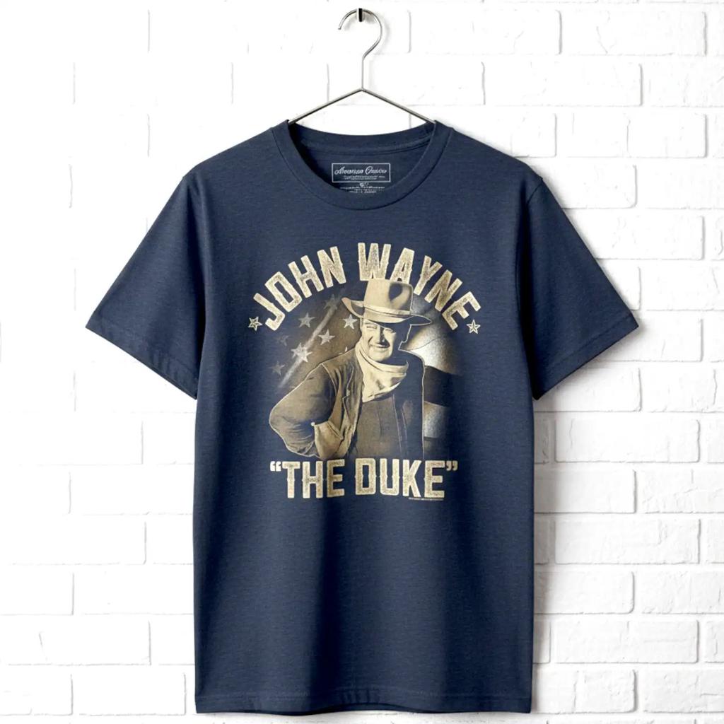 John Wayne The Duke American Flag Men's T Shirt Cowboy Hero Western Legend Top