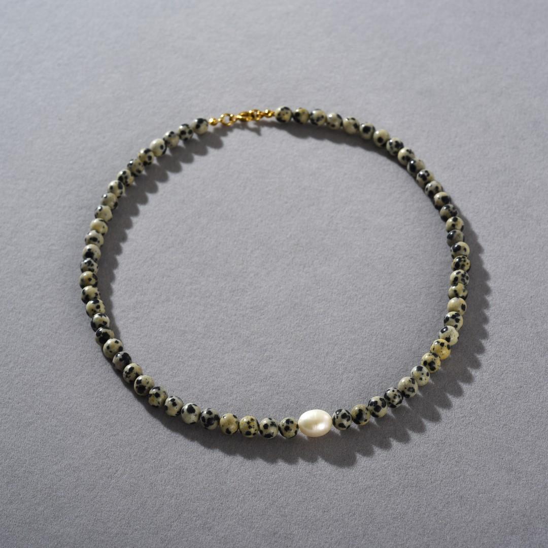 Ретро Мода Литературно-Художественная Пестрая Каменная Жемчужная Контрастная Подвеска Цепочка на Ключицы Уникальное Трендовое Ожерелье