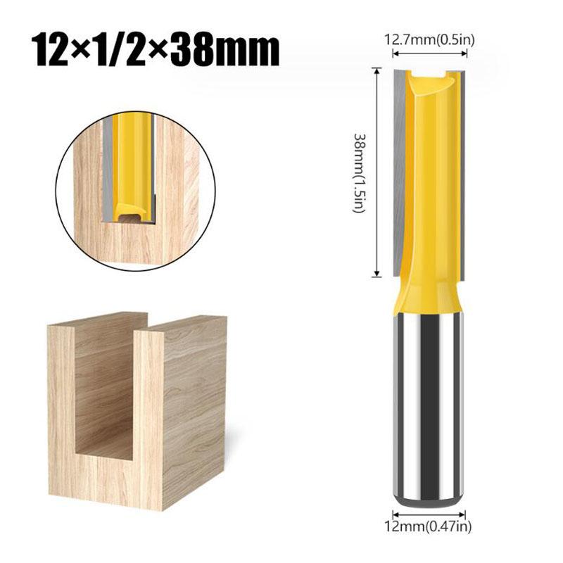 12mm 1/2inch Shank Router Bit Double Flute Long Straight Bits Grooving Bits Trimming Cutter Woodworking Milling Tools