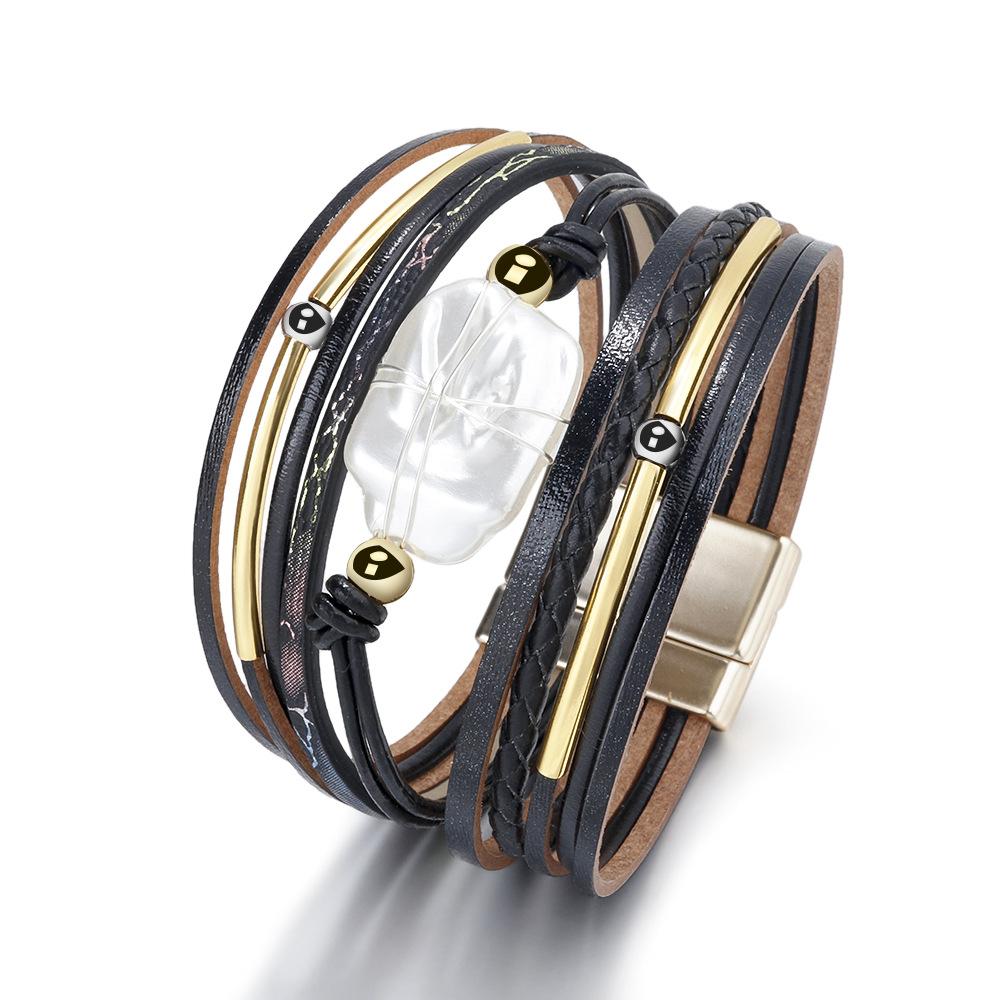 

Літня жіноча мода мушлі ювелірні вироби бароко перли браслет браслет чорний