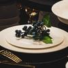 Pure White Bone China Irregular Embossed Floral Anti-scalding Tableware Set